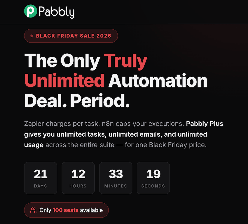 pabbly connect black friday sale page