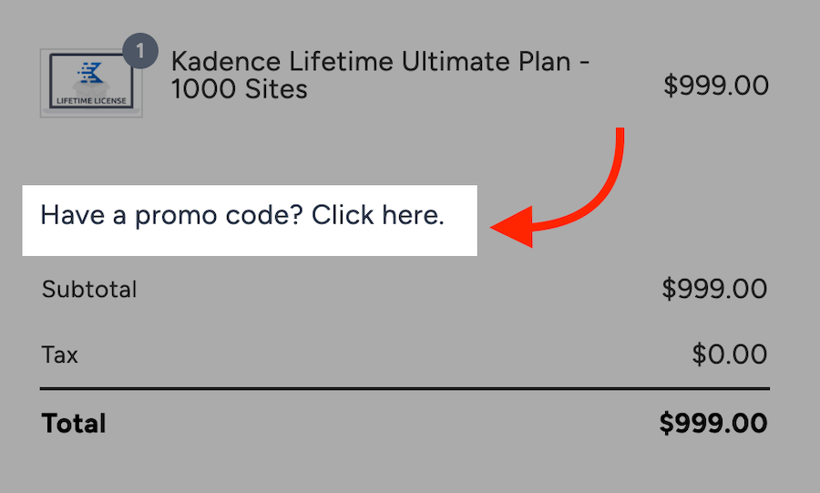 click on have a kadence wp coupon link