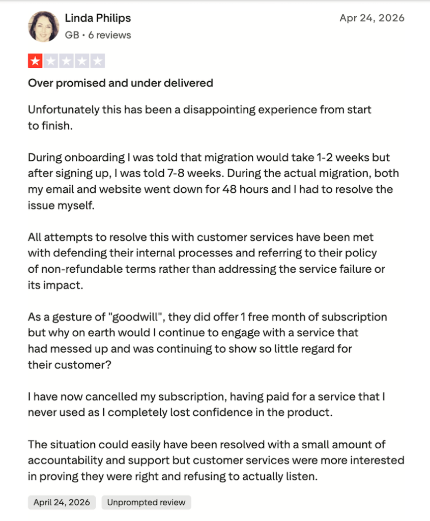 systeme io customer complained about migration service is very slow