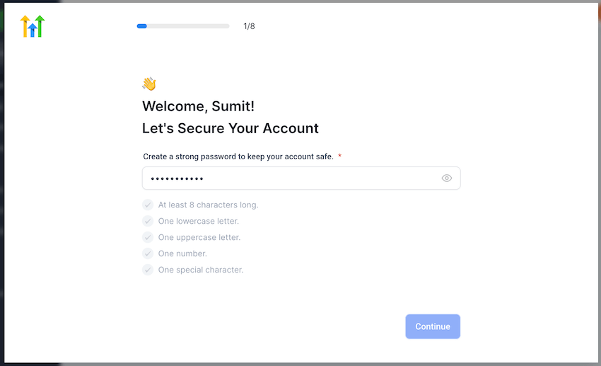 step 1 create password for gohighlevel trial account