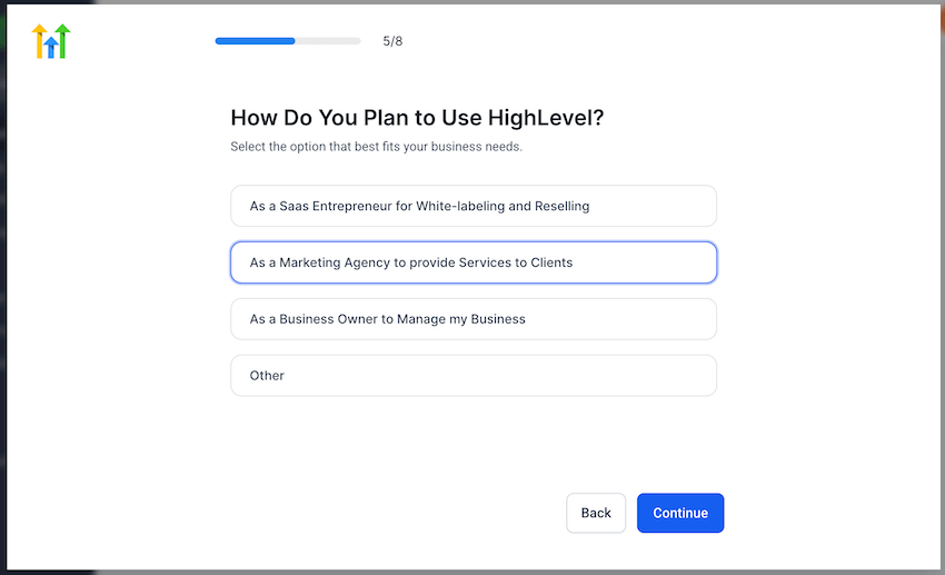 step 5 gohighlevel onboarding question