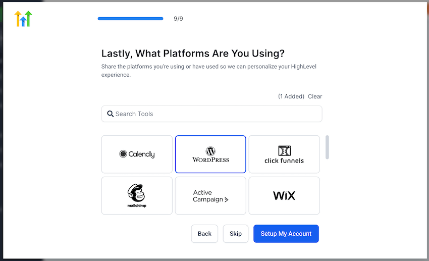 step 9 gohighlevel onboarding question