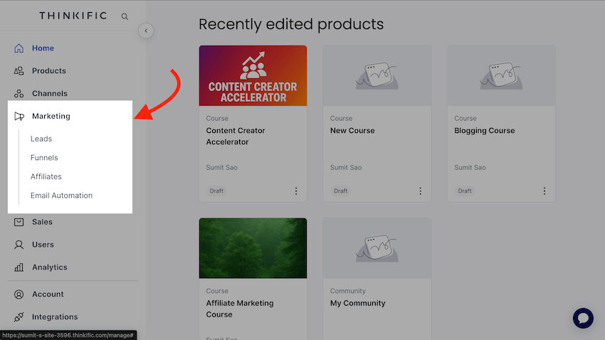 thinkific marketing tools
