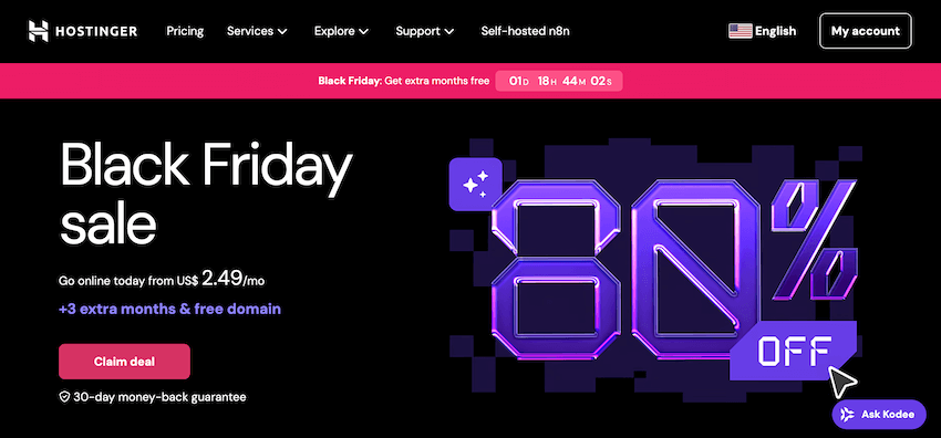hostinger black friday sale page