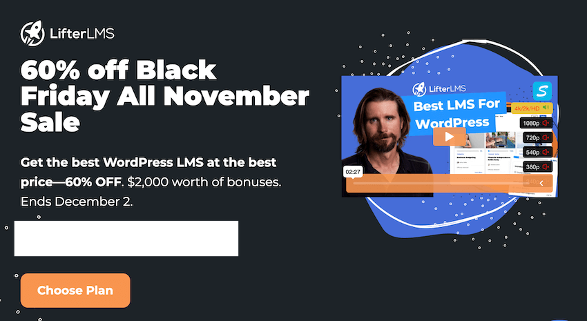 lifterlms black friday sale page