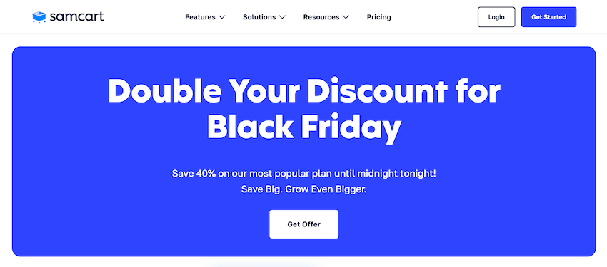samcart black friday sale page