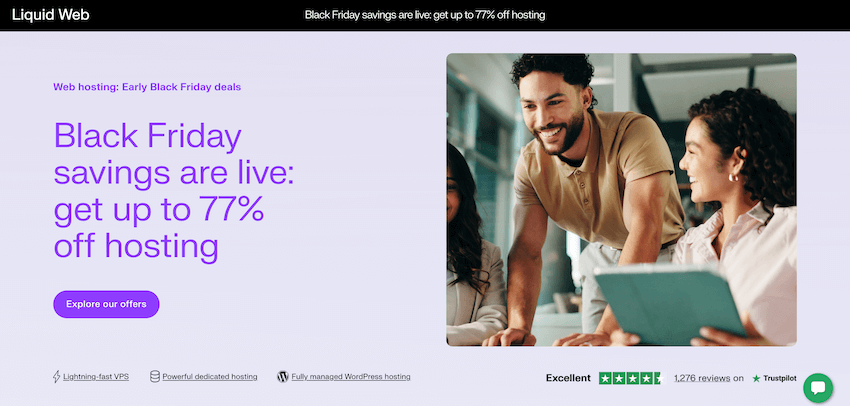 liquid web black friday sale page