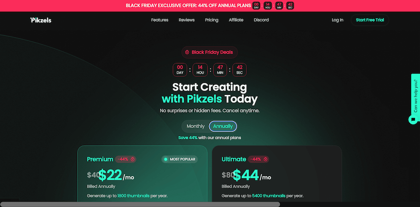 pikzels black friday sale page